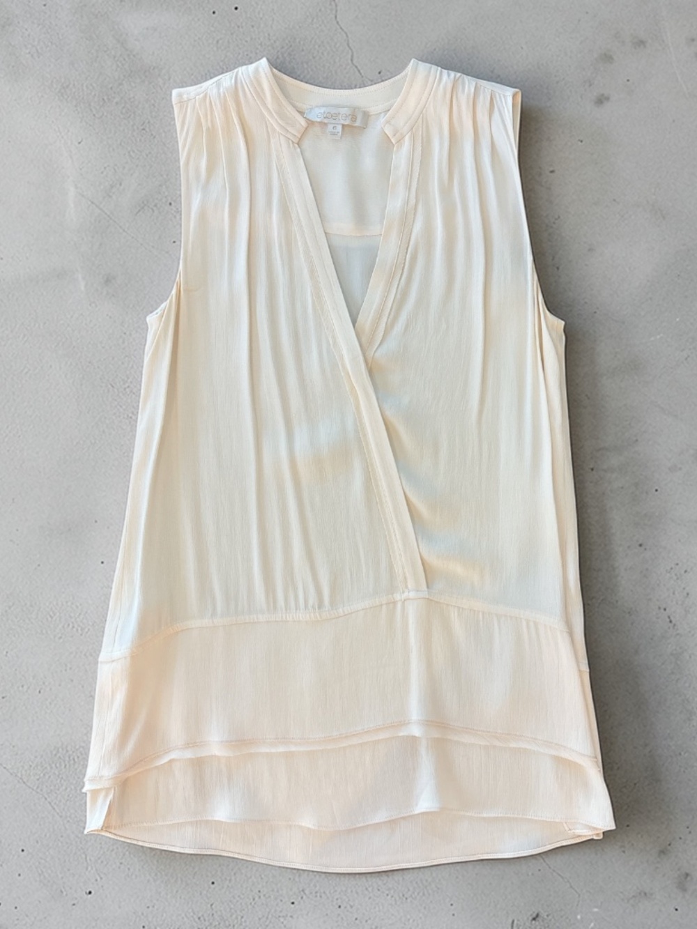 ETCETERA sleeveless ivory tunic faux wrap blouse - Size 6 - Picture 2 of 3